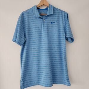 Nike Dri Fit Short Sleeve Golf Polo shirt blue stripes mens size‎ M